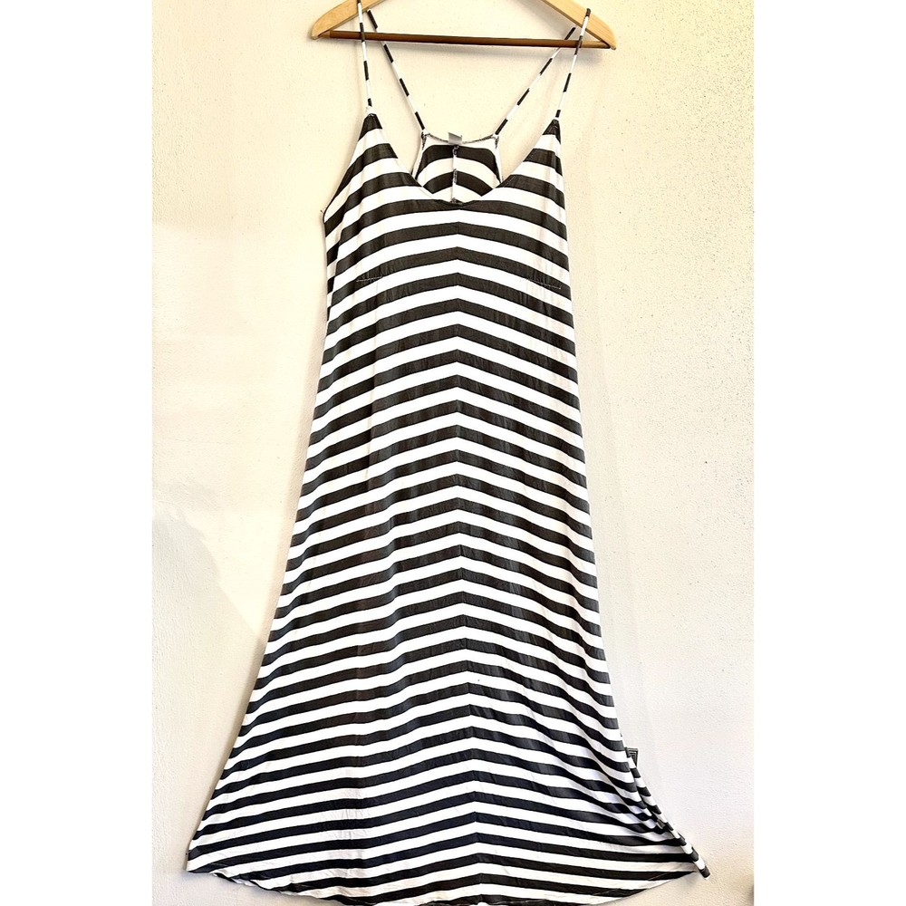 Old Navy Women's‎ Gray Stripped Chiffon Spaghetti Straps Maxi Sundress Dress XL